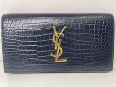 【極美品】YVESSAINTLAURENT2つ折り 長財布 クロコダイル調レザーのサムネイル
