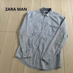 ZARA MAN SLIM FIT 長袖シャツ 小花柄　水色　春夏