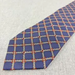 美品 dunhill ダンヒル 総柄 シルク100 ネクタイ ネイビー系