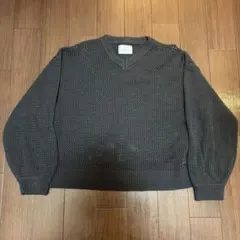 welise メッシュ編み Vネックニット ダークグレー