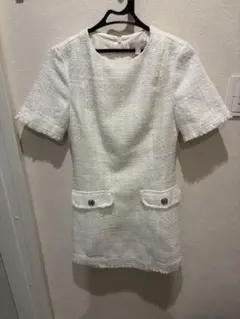 H&M ツイードワンピース 白　sサイズのサムネイル