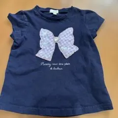 anyFAM リボン刺繍ネイビーTシャツ