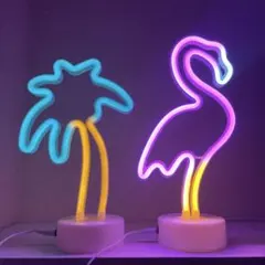 LEDネオンサイン 2点セット ヤシの木 フラミンゴ