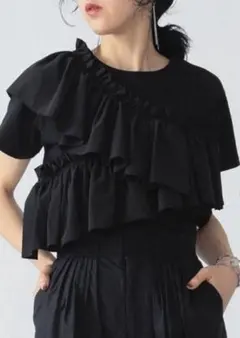 【週末値下】RBS レイビームス / アシンメトリー ギャザー フリル Tシャツのサムネイル