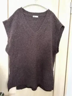 CRAFT ブラウン Vネック ニットベスト フリーサイズ