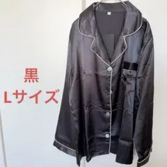 ☘️NANJUN サテン黒パジャマセット Lサイズ　男女兼用　１着