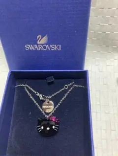 【SWAROVSKI 】黒キティー・デザイン ネックレス　★レア・希少★