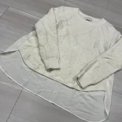 アンタイトル　ホワイト　ニット　シースルー　異素材　白　長袖
