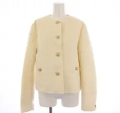 ザラ ZARAジャケット ノーカラージャケット ツイード S アイボリー 春