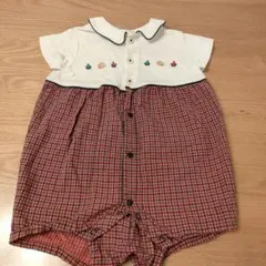 familiar チェック柄ロンパース 80