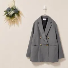 DOUX ARCHIVES テーラードジャケット ダブル 金ボタン グレー S