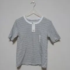 【タグ付き未使用】GU オフホワイト ストライプ Tシャツ Lサイズ