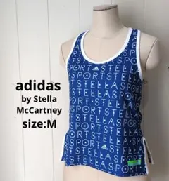 アディダス ステラマッカートニー タンクトップウェア ブルー 総柄 M