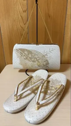 3F【美品/豪華6点セット】和装小物 草履 バッグ 筥迫 帯締め 振袖 七歳