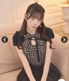 ミシェルマカロン ボレロsetフロントリボンチェックトップス - メルカリ