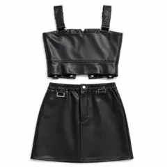 EMODA 2WAY フェイクレザー セットアップ ビスチェ ミニスカート 黒のサムネイル
