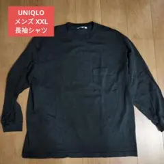 【古着】ユニクロ　メンズ　長袖カットソー　黒　（XXL）