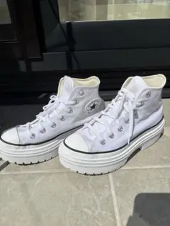 CONVERSE ALL STAR ホワイトハイカット厚底スニーカー韓国24cm