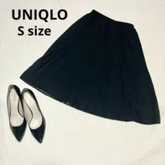 UNIQLO シフォンプリーツスカート ブラック S 膝丈 フォーマル かわいい