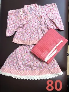 子供　キッズ　浴衣　女の子　セパレート　80センチ　ピンク　セット