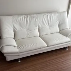 ホワイトレザー 3人掛けソファ 日本製 EUCAS ユーカス 本革 牛革