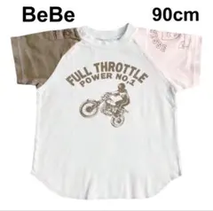 BeBe★べべ★ ラグランスリーブ 切替 バイク 半袖 Tシャツ 90cmのサムネイル