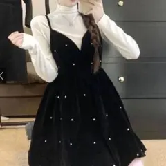 ビジューベロアキャミソールミニワンピース[at2576]