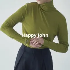 美品★ Happy John シアータートルネック トップス 黄緑