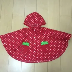 いちご柄 ベビーポンチョ ドット柄　マザウェイズ