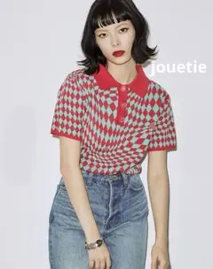 jouetie (ジュエティ) ジャガードニットポロ　ピンク　　ミントグリーンMのサムネイル