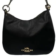 極美品 COACH ショルダーバッグ ロゴ金具 ワンショルダー シボ革 黒