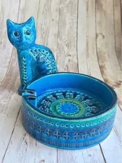 [希少 良品] Bitossi リミニブルー FLAVIA 猫 置物 ☆美品 イタリア FLAVIA フラビア リミニブルー オブジェネコ