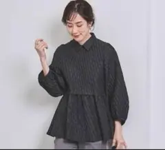 【美品】ユナイテッドアローズ　ジャガードペプラムブラウス　9分袖　黒　Mサイズ Amazon | [ユナイテッドアローズ] エアリージャカード ペプラム