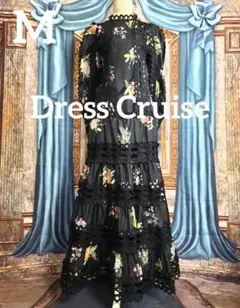 M【新品インポートセレクト】オーガンジー×トーションレースティアードワンピース花