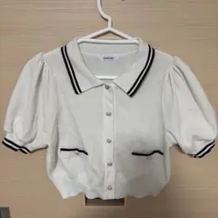 INGNI セーラー襟 パフスリーブ ニットカーディガン