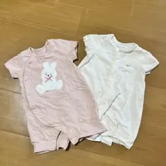 半袖　夏〜 新生児〜 赤ちゃん本舗　うさぎデザインロンパース2点セットのサムネイル