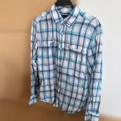 TOMMY HILFIGER 長袖シャツ L 青と白チェック