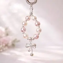 パール リボンチャーム オーバル型 約5cm