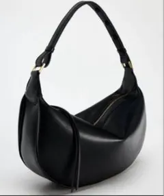 ZARA ザラ ハーフムーン オーバル バッグ ブラック