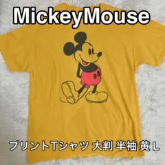 Mickey Mouse プリントTシャツ 半袖 L イエローのサムネイル