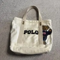 値下美品Ralph Lauren ラルフローレン ポロベア トートバッグ ホワイのサムネイル