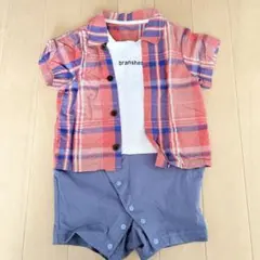 branshes チェックシャツ 半袖　ロンパース 80cm