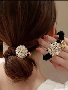 ヘアゴム　パール　シュシュ　2個セット