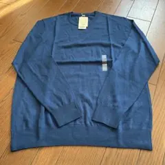 エクストラファインメリノウール セーター XL ブルー