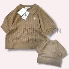 新品タグ付き U.S. POLO ASSN. 半袖 ケーブル ポロ襟ニットのサムネイル