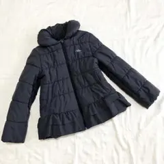 bebe べべ★フリル付き中綿コート ジャンパー 140★黒 スミクロ