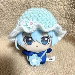 ぬい服　ちびぐるみ　編み物　フリル帽子　お花のポシェット　【No.1066】