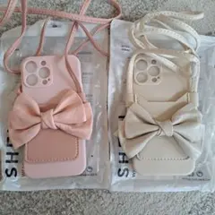 リボン付きiPhoneケース2点セット　iPhone13pro　max