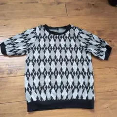 アーガイル柄 半袖ニット