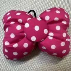 スクバに可愛い♡一個600円！リボン型♡ピンク×ラメ入り白ドット♡デカリボンゴム